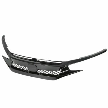15-Piece Gloss Black Grille & Fog Lamp Bracket Kit For Honda Civic 2019-2021 – Mesh Style – Includes Bulbs & Harness