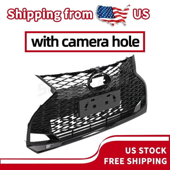 Front Grille Gloss Black W/ Camera Hole for Lexus IS300 IS350 2021 22 23 2024 F-sport