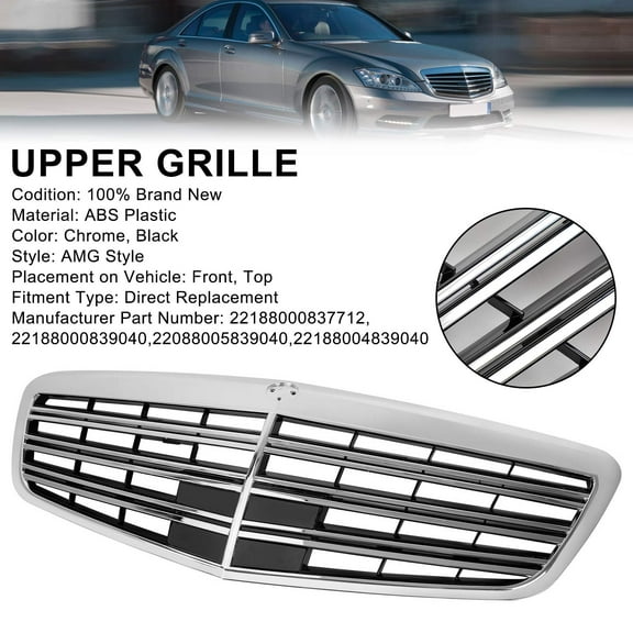 Front Grille Grill Fit For Mercedes Benz S-Class W221 S550 S600 S63 S65 Chrome