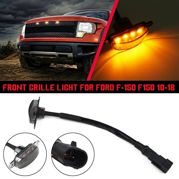 Front Grille Grill Led Light Smoke Raptor Style Lamp Amber for Ford F-150 F150