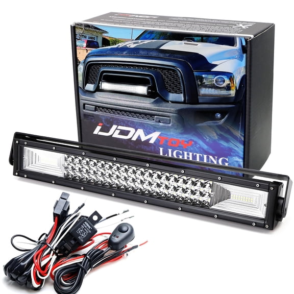 Front Grille Mount 21-Inch LED Light Bar Kit, For 2015-18 RAM 1500 Rebel Edition, Includes Triple-Row SMD LED Lightbar, Mounting Brackets, On/Off Switch Relay Wiring Kit