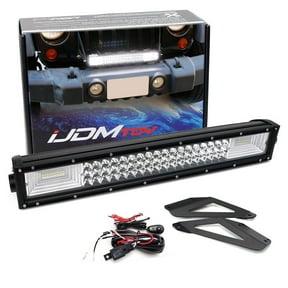 Front Grille Mount 21-Inch LED Light Bar Kit For Jeep 2007-17 Wrangler JK, Includes (1) Triple-Row High Power LED Lightbar, Grill Front Mounting Brackets & On/Off Switch Wiring