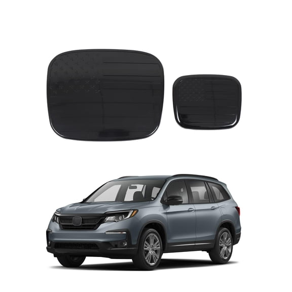 Front Grille Rear Tailgate Emblem Cover Compatible with Honda Pilot/Passport 2019-2022, Smoked Front & Rear Emblem Badge Logo Cover Trim Sticker Decal Protector Accessories, ABS (Black1) VT4