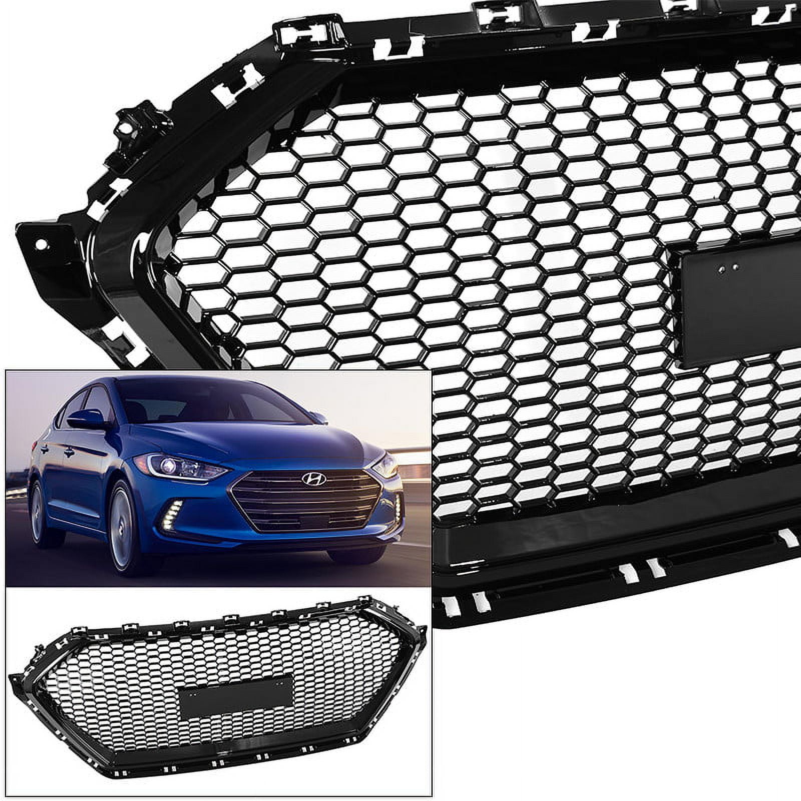 Glossy Black Style Grille for Hyundai Elantra 20172018 Sedan