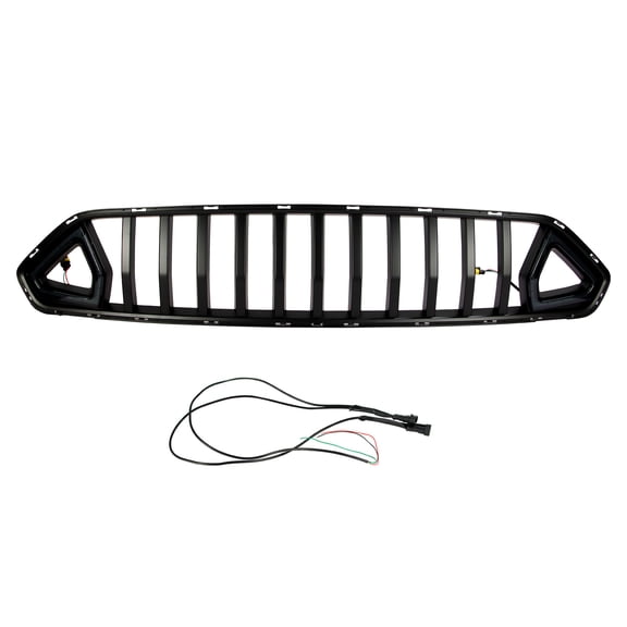Front Grille with LED Lighting and Wiring in Black Finish-Car Front Grill w/ LED&Wiring,Matte Black Grille