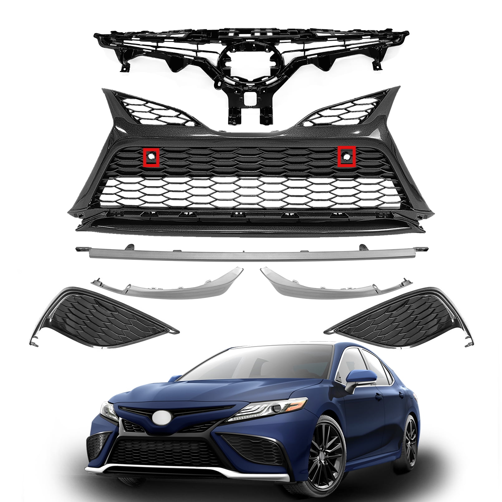 7PCS Fit For Toyota Camry SE XSE 2021 2022 2023 Front Grilles Trim Fog ...