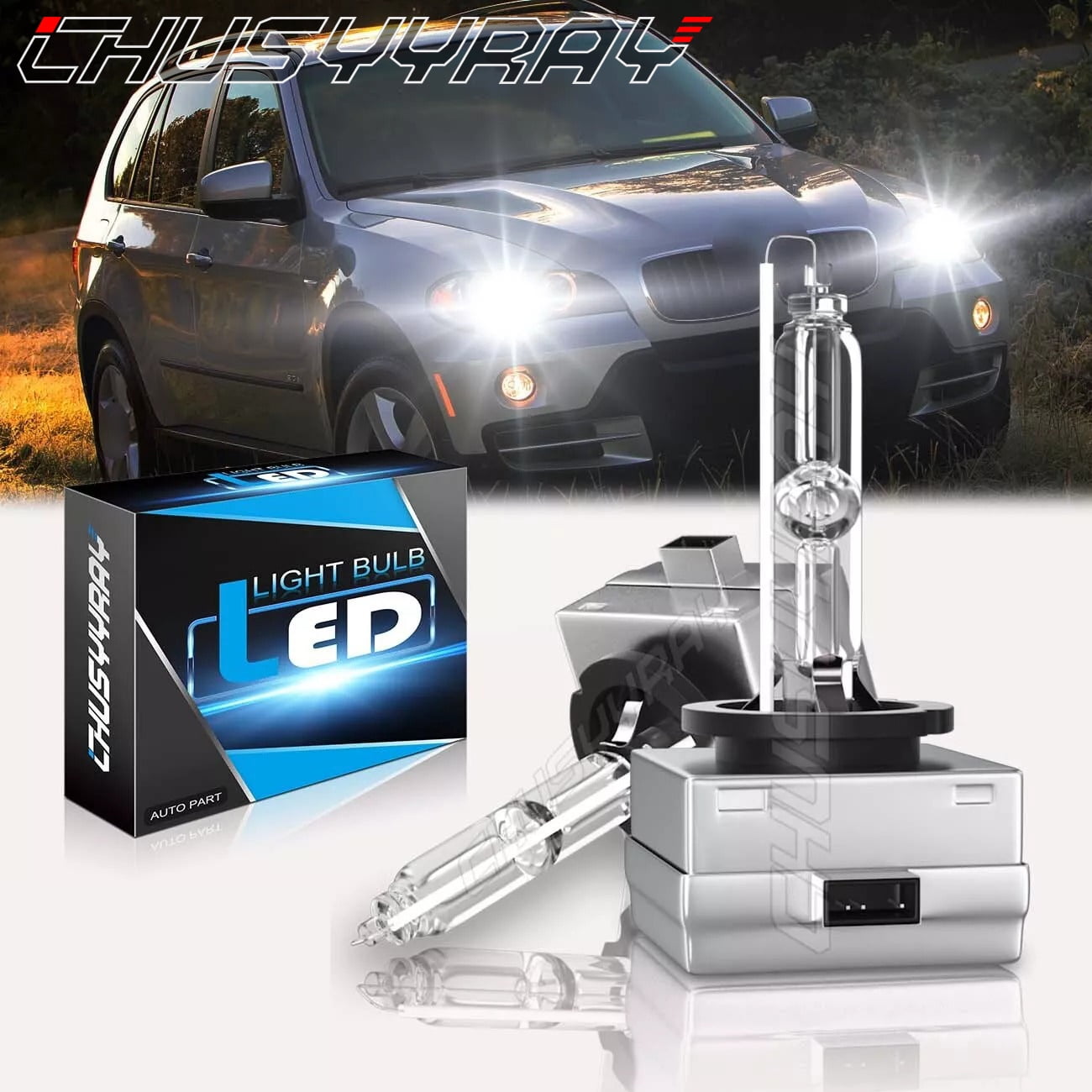 Front HID Xenon Headlight Bulbs for BMW X5 2007-2015 2016 2017 High Low Beam 6000K White 2 Pack
