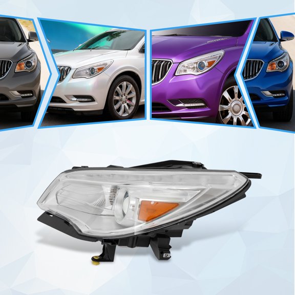 Front Halogen/LED/HID Headlights Assembly Left Side for 2013-2017 Buick Enclave Base/Convenience w/LED DRL Driver Head Lights Direct Replacement Headlamps Assy Set