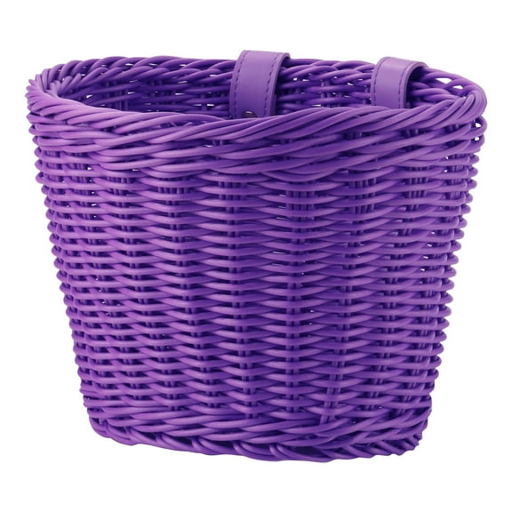 Front Handlebar Bike Basket for Kids 12-16" Bikes, Durable Faux Wicker Plastic Waterproof Bicycle Storage, Easy Install 8.3x6.3x6.3in
