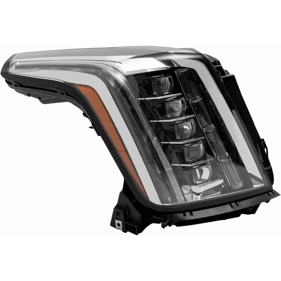 Front Headlight Assembly for 2015-2020Cadillac Escalade/Escalade ESV, Right Passenger Side Replacement LED Headlamp Chrome Housing, Front Head Light Lamp Clear Lens