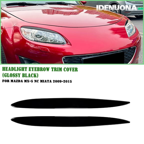 Front Headlight Eyebrows Eyelids Trim For Mazda MX5 Miata NC 2009-2015 Black