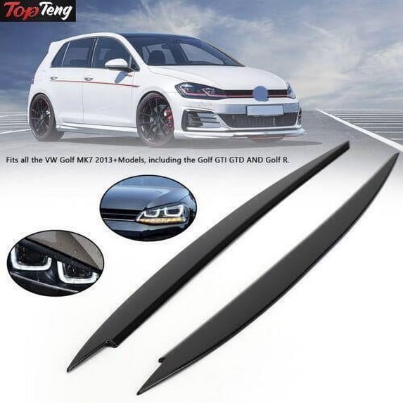 Front Headlight Eyelid Eyebrow Cover Trim Black fit VW Golf MK7 Golf R GTI GTD