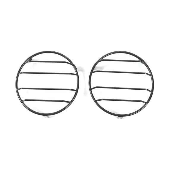 Front Headlight Lamp Guard Protector Cover Trim Metal Iron 2-Piece Set Left Right Black