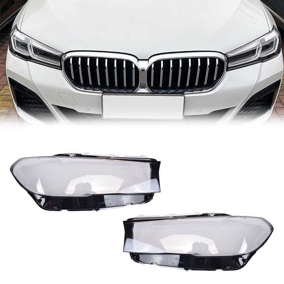 Front Headlight Lens Cover For 2020 2021 BMW 5 Series G30 / 2019 2020 2021 2022 BMW 520i/530i/540i