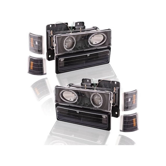 Front Headlight Parking Light Side Marker Kit - Compatible with 1994 - 1999 GMC C1500 Suburban 1995 1996 1997 1998
