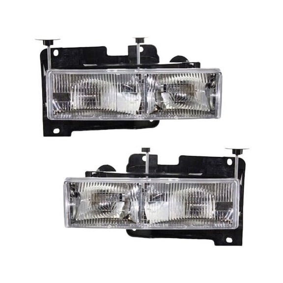Front Headlight Set - Compatible with 1988 - 1999 GMC C1500 1989 1990 1991 1992 1993 1994 1995 1996 1997 1998