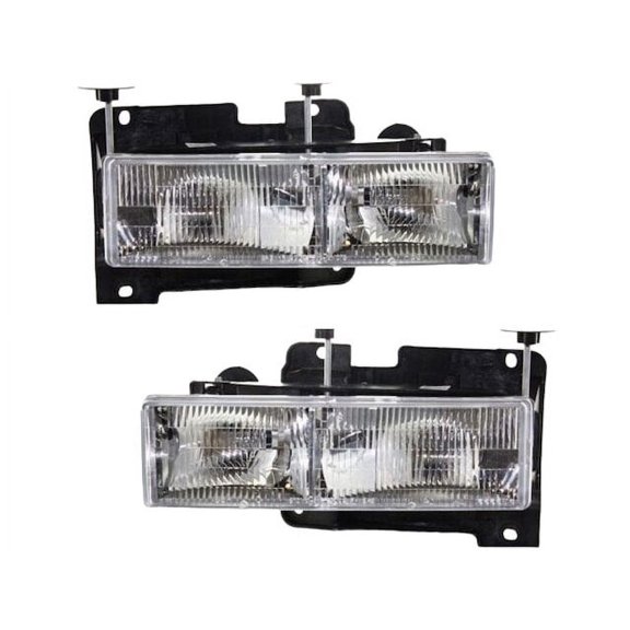 Front Headlight Set - Compatible with 1992 - 1999 GMC C1500 Suburban 1993 1994 1995 1996 1997 1998