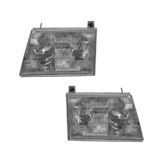 Front Headlight Set - Compatible with 1997 - 2002 Ford E-150 Econoline 1998 1999 2000 2001