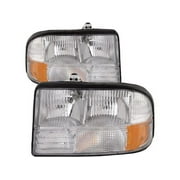 Front Headlight Set - Compatible with 1998 - 2000 GMC Jimmy 1999