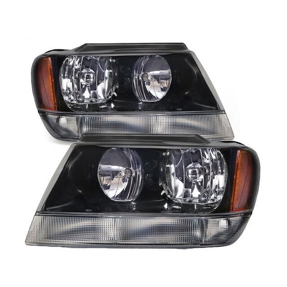 Front Headlight Set - Compatible with 1999 - 2004 Jeep Grand Cherokee 2000 2001 2002 2003