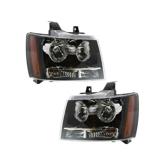 Front Headlight Set - Compatible with 2007 - 2013 Chevy Avalanche 2008 2009 2010 2011 2012