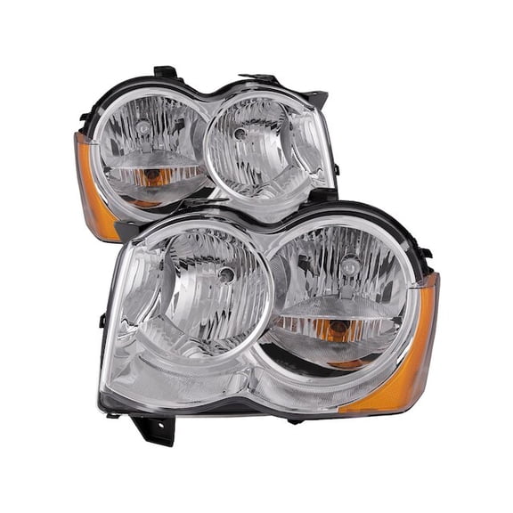 Front Headlight Set - Compatible with 2008 - 2010 Jeep Grand Cherokee 2009