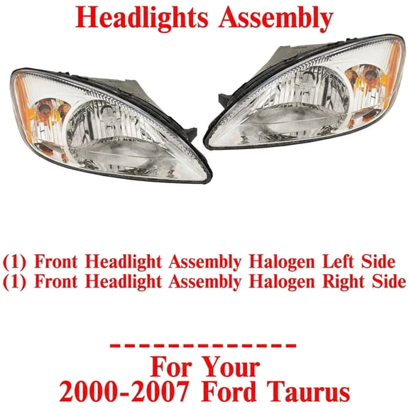 Front Headlights Assembly Halogen Left & Right Side For 2000-2007 Ford Taurus