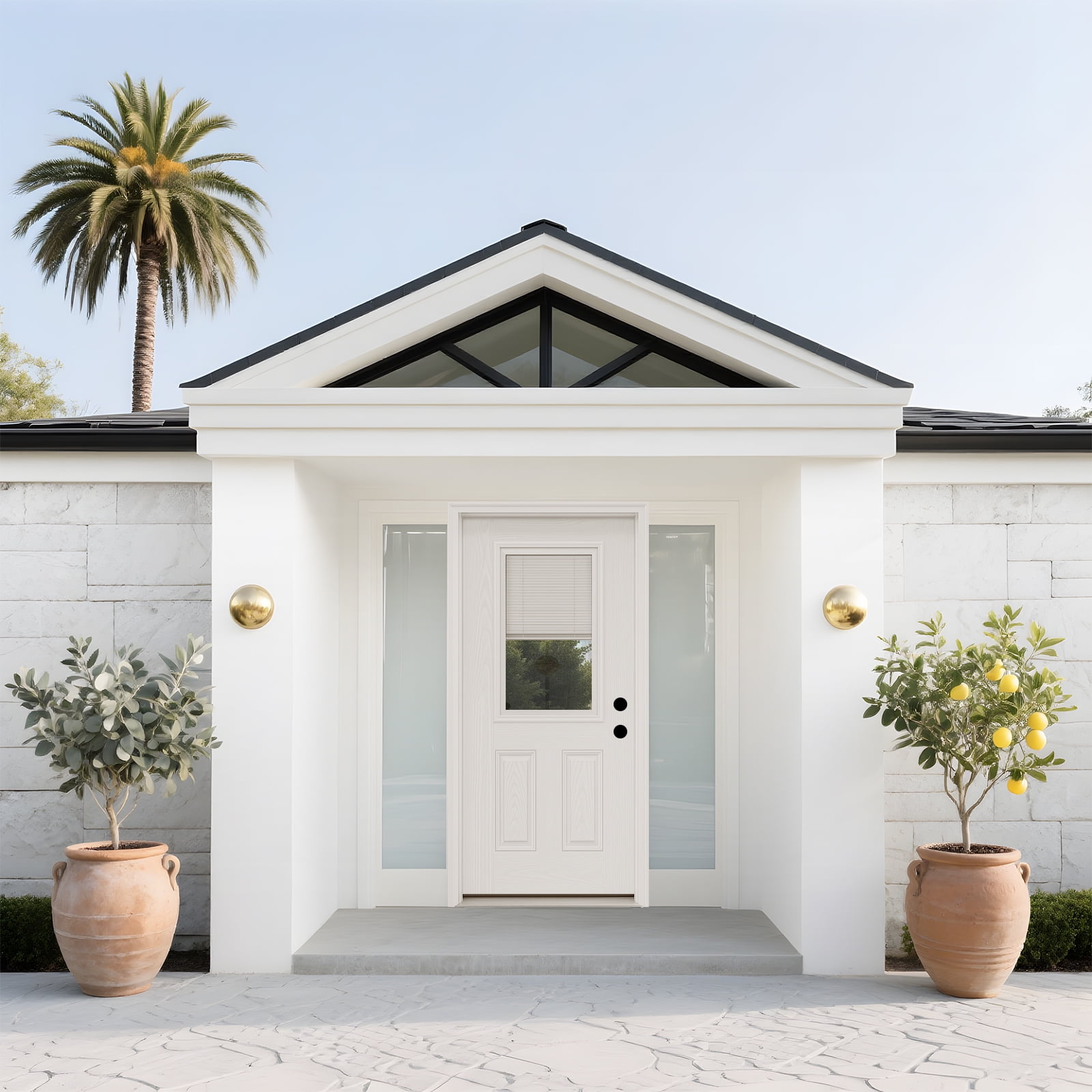 Front Home Door, 36" x 80" Fiberglass Entry with Built-in Adjustable Blinds Glass, Bronze Brush FinishLeft Hand Inswing