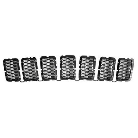 Front Inner Grille - Black - Honeycomb Design - Compatible with 2017 - 2019 Jeep Grand Cherokee (without S.R.T) 2018 2020 2021