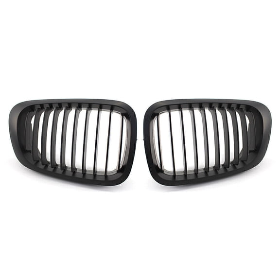Front Kidney Bumper Grille Single Slat Matte Black for BMW 3 Series E46 Coupe