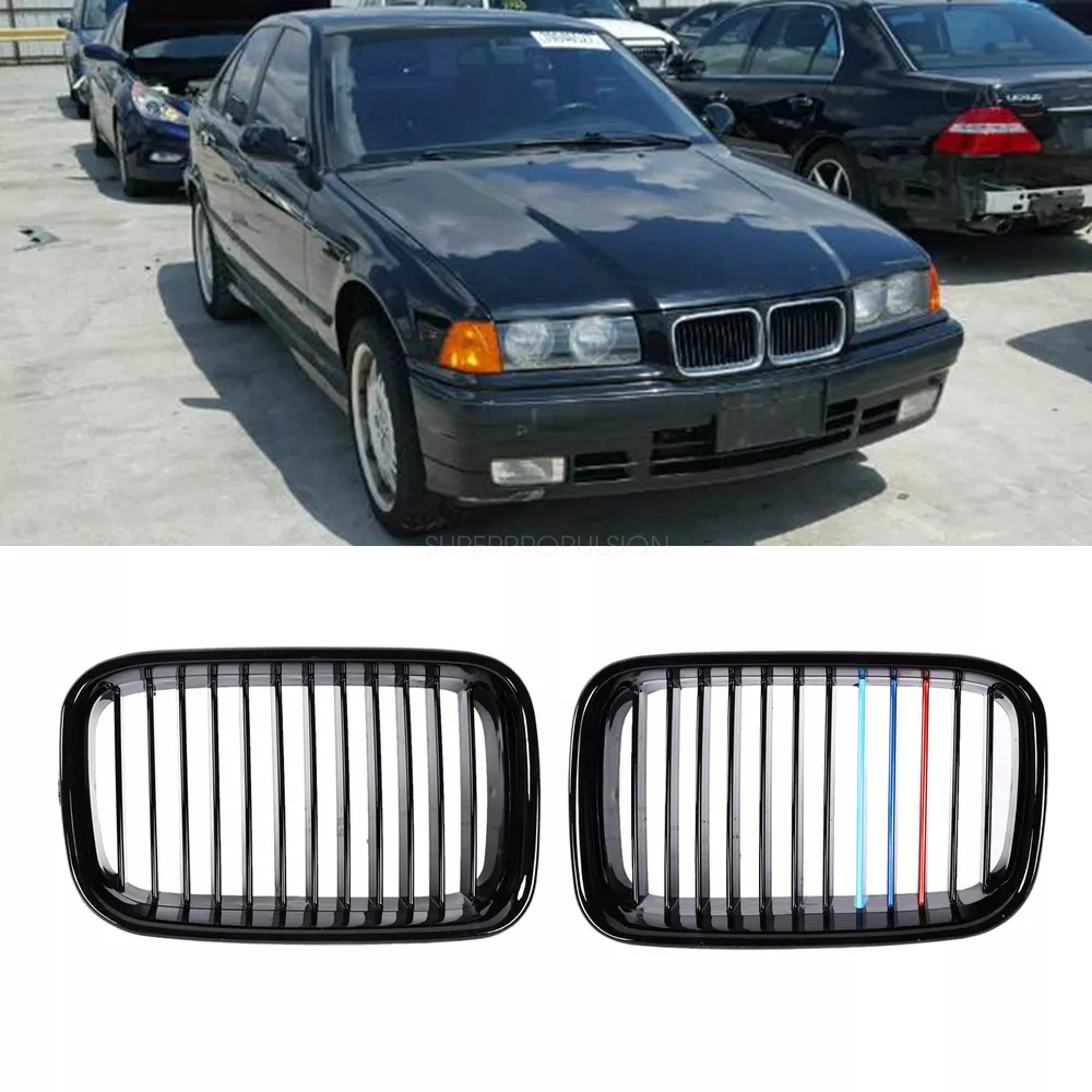 Front Kidney Gloss Black Grill Grille M-Color For BMW 3 Series E36 1992 ...
