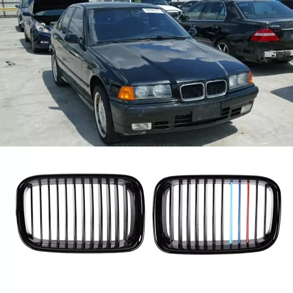 Front Kidney Gloss Black Grill Grille M-Color For BMW 3 Series E36 1992-96