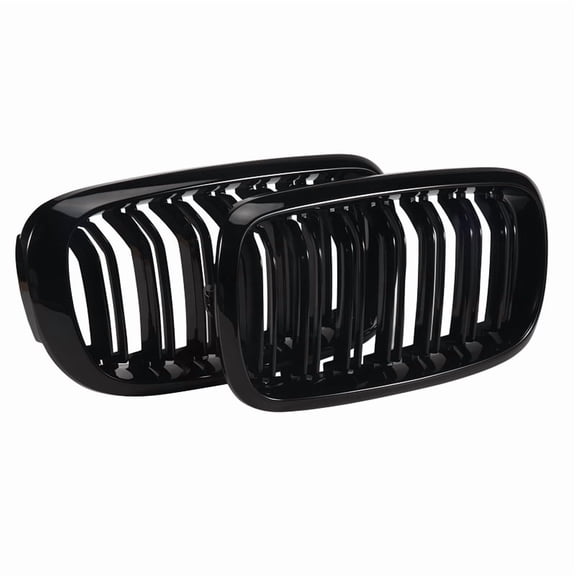Front Kidney Grille Double Slat Sport Grill For X5 F15 X6 F16 X5M F85 X6M F86 2013-2019 (Gloss Black)
