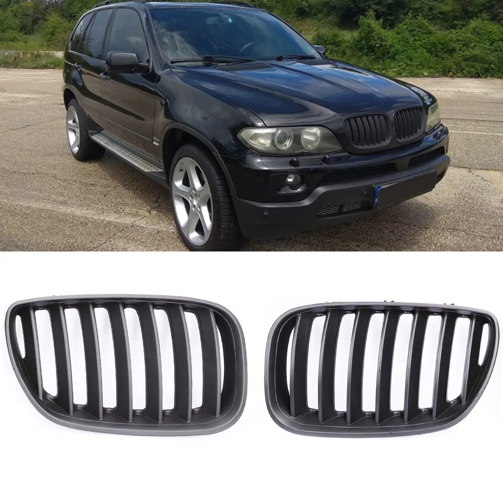 Front Kidney Grills Grille Fit For BMW X5 E53 04-06 Matte Black 4D ...