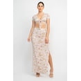 thumbnail image 1 of Front Knot Floral Top & Ruched Maxi Skirts Set, 1 of 5