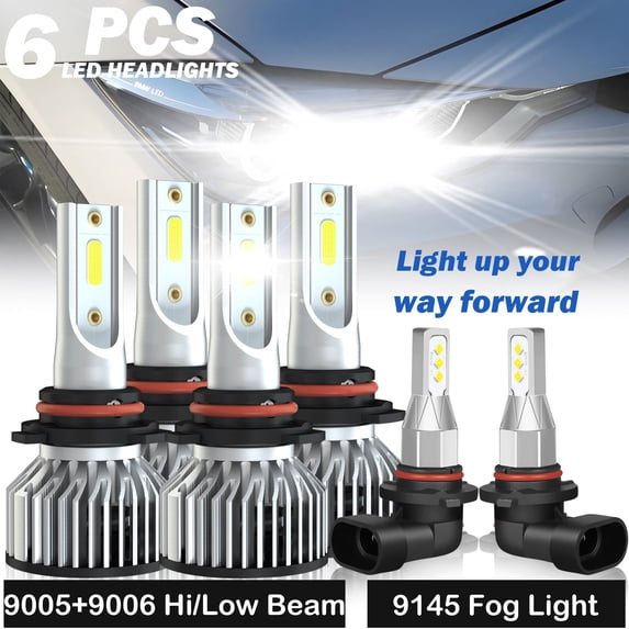 Front LED Headlight Fog Bulbs For 03-07 Silverado 02-05 Avalanche 500% Brighter than Halogen,6PCS
