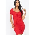 thumbnail image 1 of Front Lace Up Ruched Mini Dress, 1 of 5