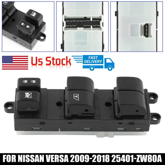 Front Left Master Power Window Control Switch 4-Door For Nissan Versa 10-2012