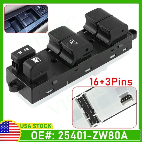 Front Left Master Power Window Control Switch 4Door For Nissan Versa 2010-2012
