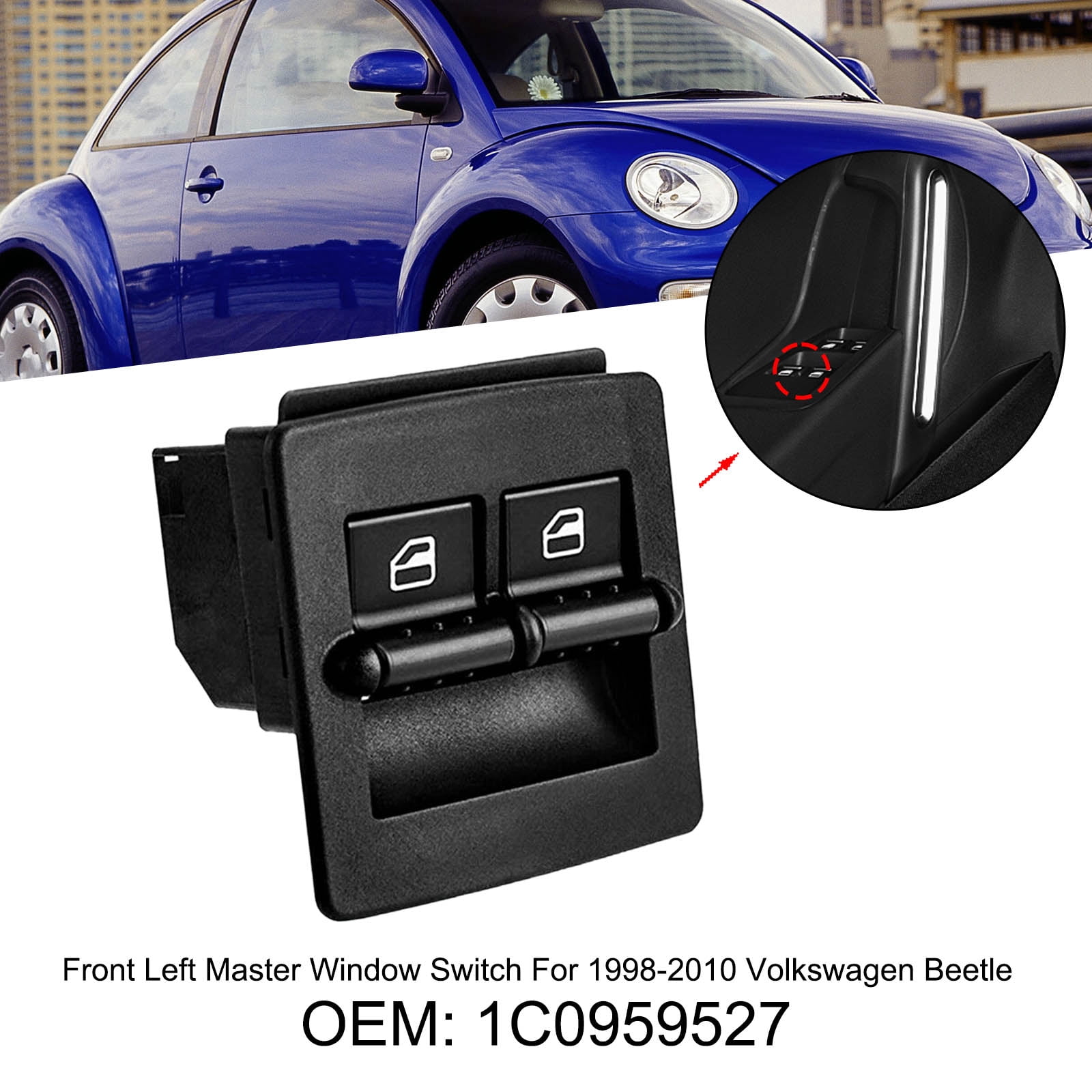 Front Right Passenger Window Switch For VW Beetle 1998-2010 | Direct Replacement 1C0959527A