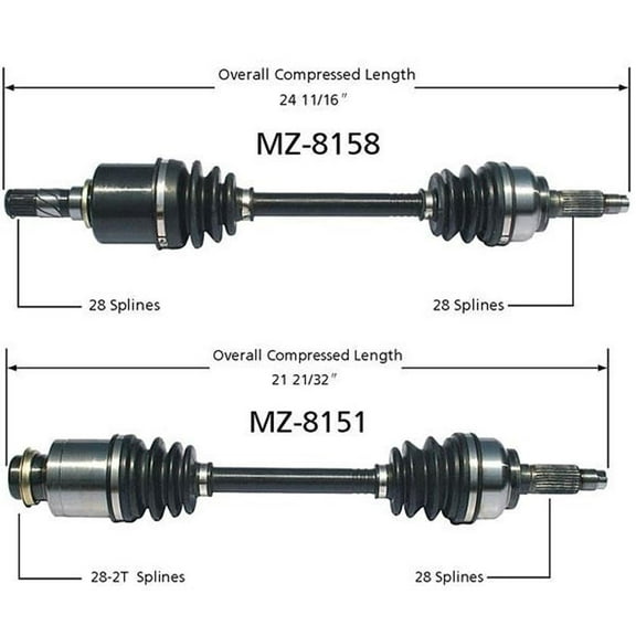 Front Left & Right CV Axles Fits Mazda 5 Automatic Transsmission 2.3L 2006-2010