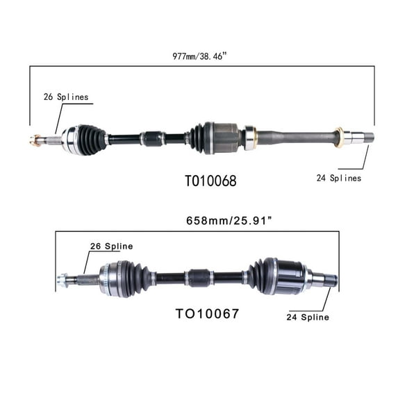 Front Left & Right CV Axles For 2012-2017 Toyota Camry 2.5L No Hybrid Models