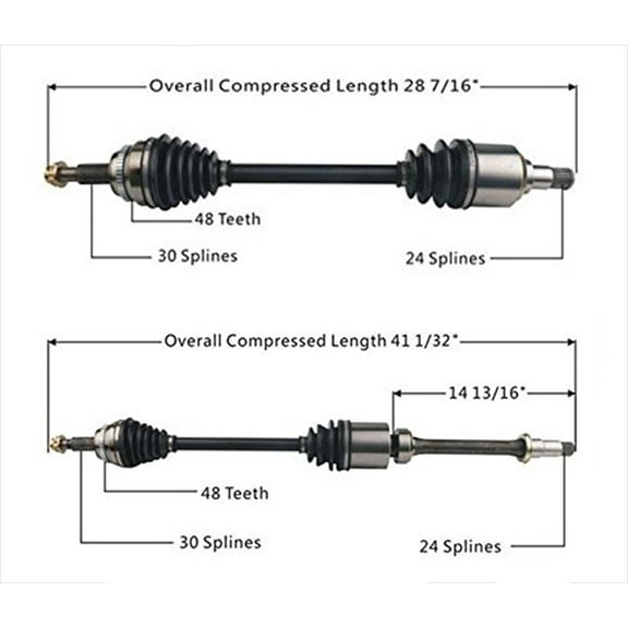 Front Left & Right CV Drive Axle Shaft for Front Wheel Drive Toyota Sienna 11-16