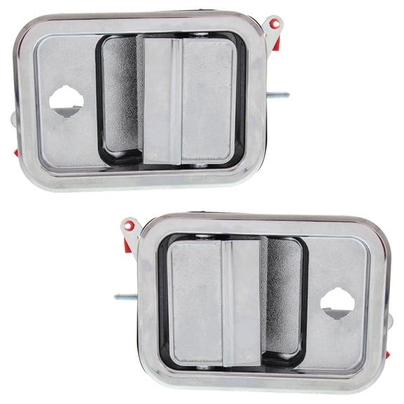 Front Left and Right Exterior Door Handle Compatible with 1991-2009 Freightliner Fld112 Freightliner Fld120 Classic FL112 Chrome With Key Hole A1835381000 A1835381001