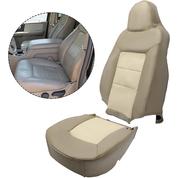 Front Left top & bottom Seat Covers For 03-06 Expedition Eddie Bauer Leather Driver Side