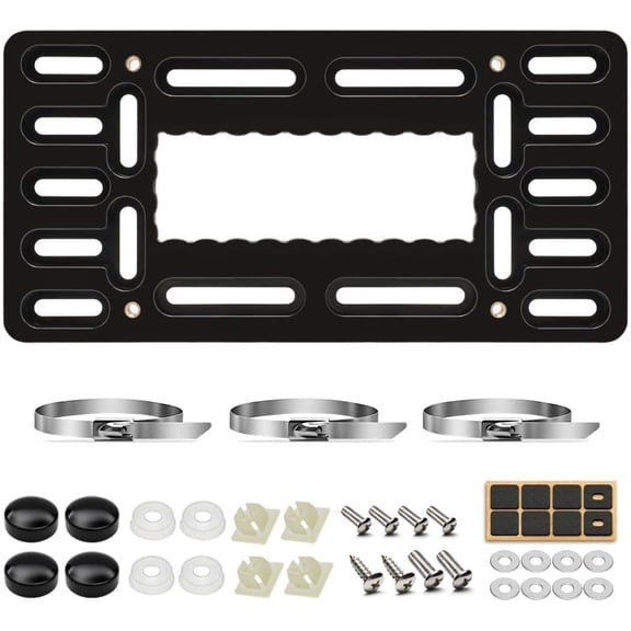 Front License Plate Bracket,No Drill Front License Plate Holder,Front License Plate mounting kit,Universal Bumper Car Frame Mount Adapter with Stainless Steel Screw Cap,Cable Ties