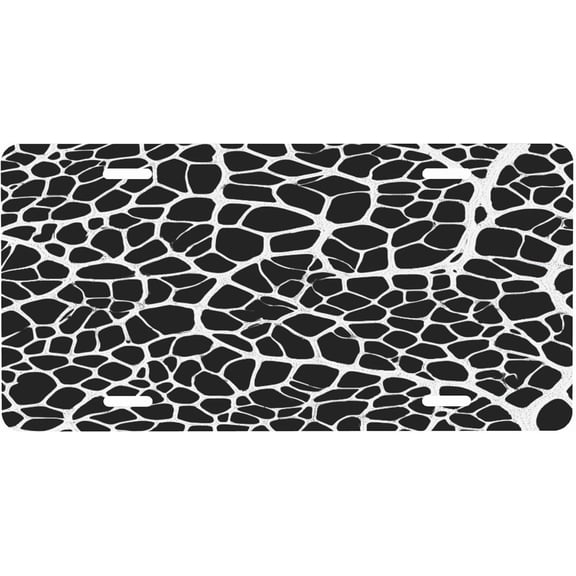 Front License Plate for Car Or Truck Black White Geometry Decorative License Plate Cover Holder for Women Men Aluminum Accessory Vanity Tags Plates for Door Bar Cafe Auto Decor 6 * 12 in