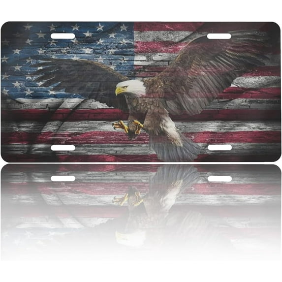 Front License Plate Cover Aluminum Metal Sign for Car Decor US Car Plates Accessory Novelty Vanity Tag Cover with 4 Holes for 6 * 12 in - Baseball American Flag