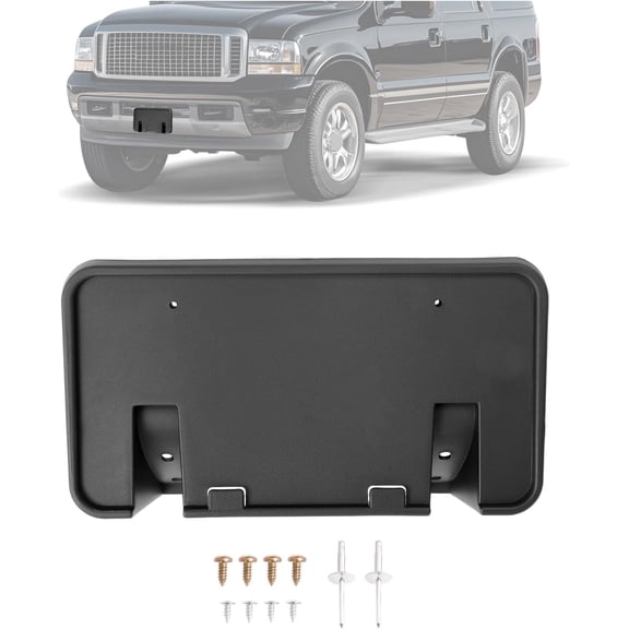 Front License Plate Holder Bracket Compatible with 1999-2004 Ford F-250 F-350 F-450 F-550 Super Duty Excursion License Plate Mounting Frames Replaceme