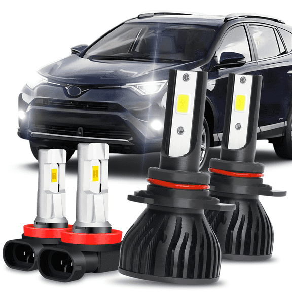 Front Light Bulbs for Toyota RAV4 2016-2018 LED Headlight 9012 High Low Beam + H11/H8/H16 Fog Light
